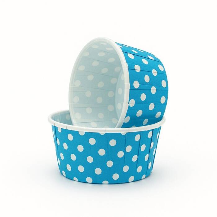 Plus Hediye Sepeti 50'li Mavi Puantiyeli Büyük Boy Muffin Cupcake Kek Kalıbı Kek Kapsülü